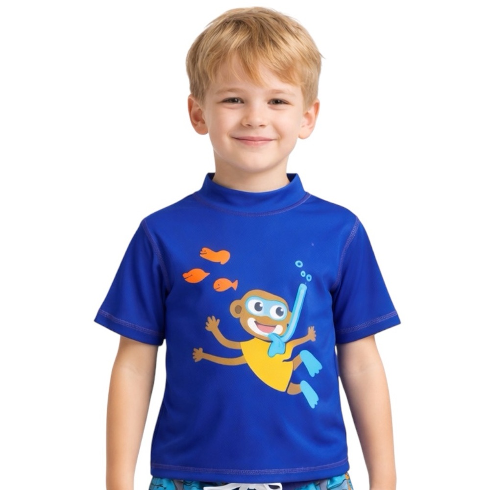 Kiko & Max Blue Rash Guard Swim Shirt Boys Size 7